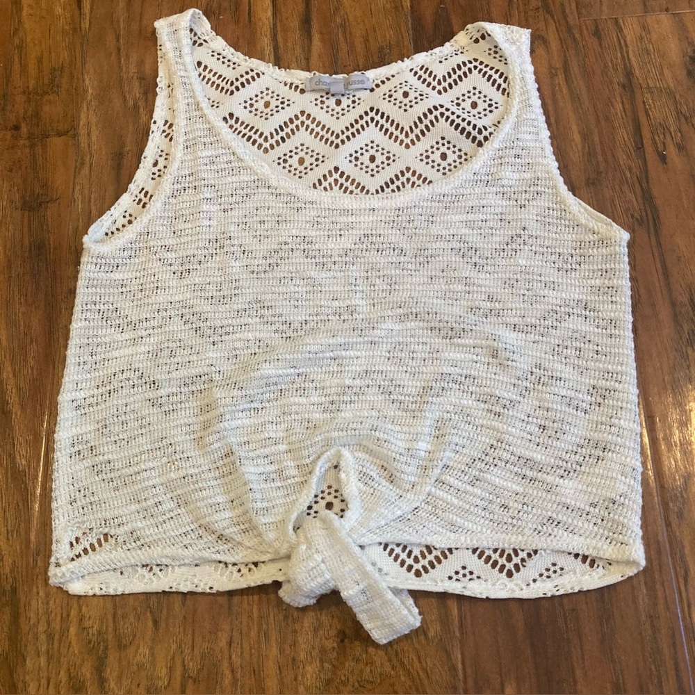 Charlotte Russe White/Cream Mesh Cropped Tank Top, Women’s X-Small